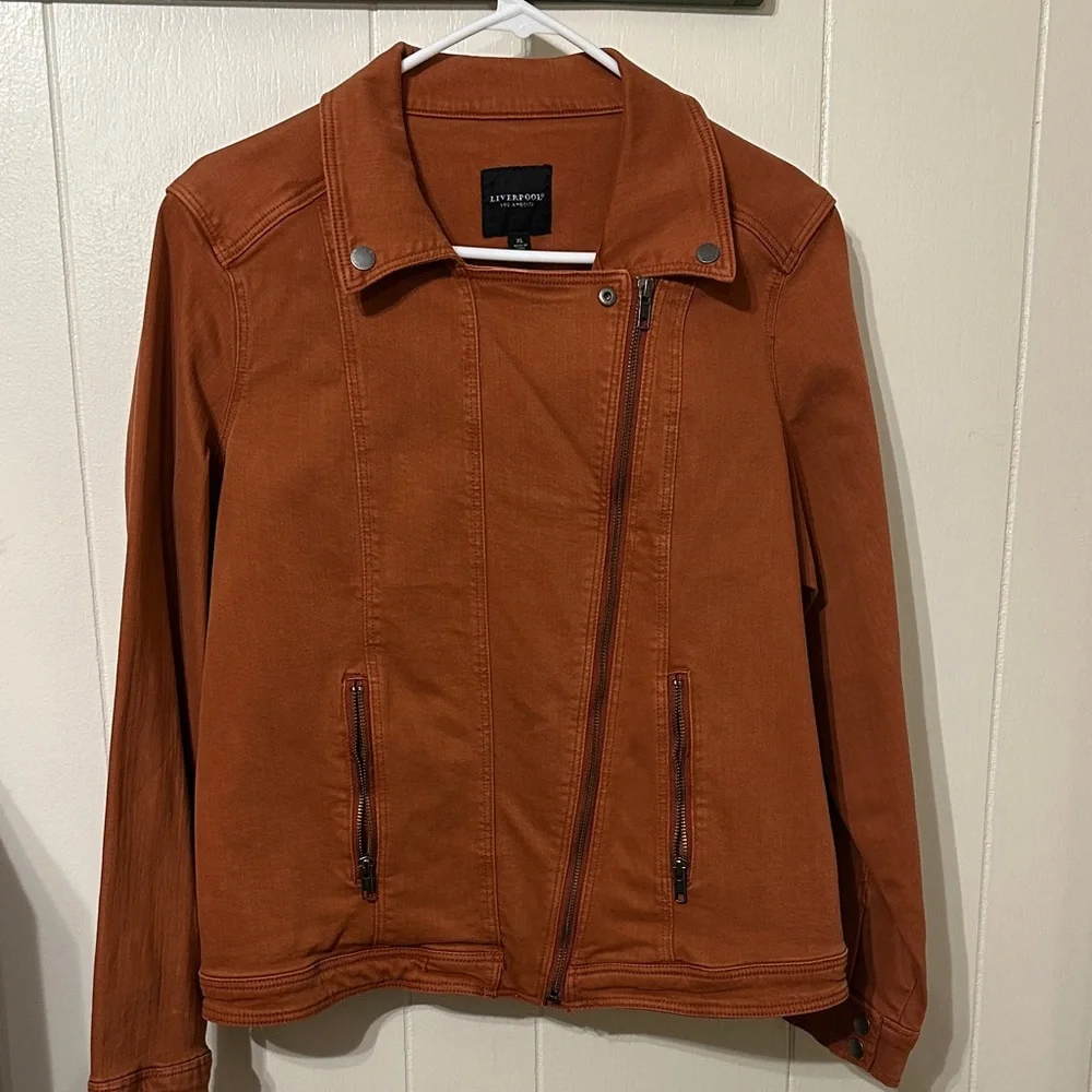 Liverpool Rust Orange Moto Jean Jacket - Picture 2 of 3